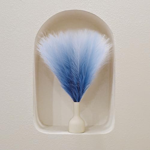 6 PCS Faux Pampas Grass Arrangement - 18"/45cm Artificial Fluffy Pompous Grass Stems for Boho Chic Home and Wedding Decor (Blue Gradient) - color: B4- Blue Gradient