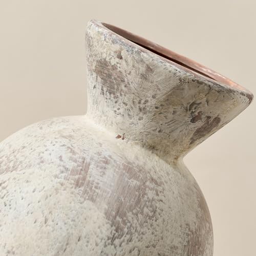 7" Ceramic Vase for Home Decor, Decorative Terracotta Farmhouse Rustic Vases for Living Room Kitchen Bedroom Bathroom Entryway Mantel Table, Pottery Vases for Pampas Grass Dried Fresh Flowers - color: Natural Brown- 7"