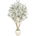 FEELEAD Olive Trees Artificial Indoor - 7FT Faux Olive Tree with 15" Exquisite Planter, Natural Trunk and Lifelike Leaves, Tall Fake Olive Tree for Home Office Living Room Decor