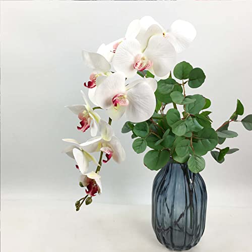 FagusHome Artificial Phalaenopsis Flowers Branches 9 Large Blooms Artificial Orchid Flowers Stem Plants 42 Inches 2 Pcs for Home Wedding Décor (Red Core) - color: Red Core