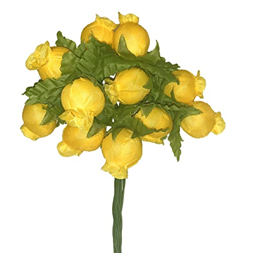 GiftWrap Etc. Daffodil Yellow Artificial Silk Flower Roses - 12 Mini Bouquets of 12 Rosebuds, 144 Rosebuds Total, Wedding, Reception, Easter, Wreath - color: Daffodil Yellow