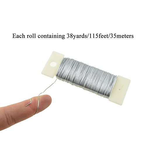 HAHIYO 22Gauge Silver Flexible Metal Floral Wire - 3 Rolls Total 115 Yards (345 Feet) for Crafts, Christmas Wreaths, Tree, Flower Arrangement, Bouquet Wrapping, Wedding DIY - color: Silver, size: 22Gauge-3P/115Yards