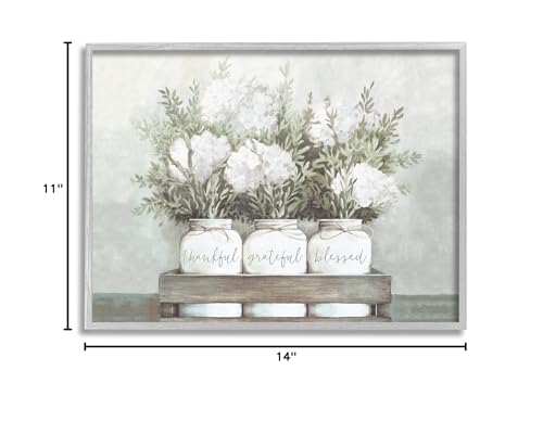 'Pristine Hydrangea Bouquet Sentiments'| Framed Giclee Art | Stupell Industries | Gray, 14 x 11 Inches, Easy to Hang and Sturdy, Made in USA, by Dogwood Portfolio - color: Farmhouse Gray (Textured), size: 14"L x 11"W