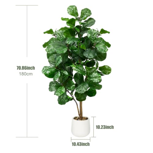 Faux Fiddle Leaf Fig Tree 6ft Tall Indoor Fake Tree in White Pot with 106 Leaves Artificial Ficus Lyrata House Plant for Indoor Home Office Bedroom Living Room Decor Perfect Housewarming Gift - color: Fiddle Leaf Fig 6ft