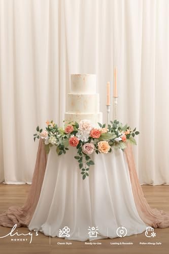 Ling's moment Wedding Artificial Welcome Sign Flowers Swag Arch Floral Garland Decorations Growing Blush Ceremony Reception Entrance Entryway Party Banquets Easel Wall Home Outdoor(NOT Include Sign) - color: Growing Blush