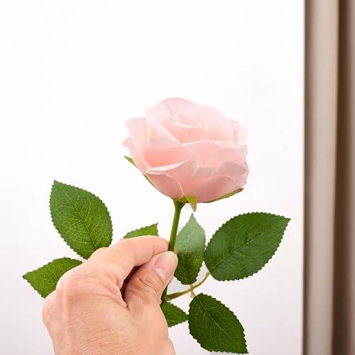 55 Pcs Blush Roses Artificial Flowers Bulk, Artificial Roses Fake Flowers with Adjustable Stems, Soft Foam Roses for DIY Wedding Bouquets, Bridal Shower Centerpieces, Home Party Decor - color: Blush