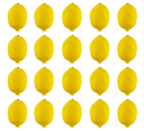 Artificial Lemons Simulation Lifelike Small Lemons Fake Fruit for Home Kitchen Wedding Party Decoration Photography 20pcs Set (Yellow) - size: 20 Pcs - Normal Size