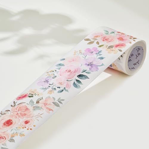 WT Flower Corridor Wide Washi Tape, Single Roll, Original Designs, Floral Decorative Tape, 60mm Wide, Washi Tape for Journaling, Bujo Planner Supplies, DIY Paper Tapes - color: WT Flower Corridor Washi Tape