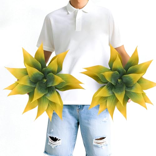 Artificial Agave Plants, Realistic UV Resistant Fake Aesthetic Plants for Outdoor Indoor, Home Decor for Garden, Porch, Doorway, Patio (2PCS, Yellow, Small) - color: Yellow, size: Small