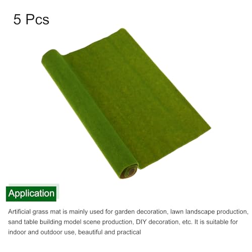 MECCANIXITY 5pcs Artificial Model Grass Mat 14" x 20"(35cm x 50cm) Light Green Small Realistic Fake Turf for Garden Lawn Decoration Model - color: Light Green
