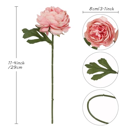 IPOPU 10pcs Deep Pink Peonies Artificial Flowers Silk Peonies with Stems Real Look Fake Peony for Home Table Decorations Wedding Faux Flowers Arrangements (Deep Pink) - color: Deep Pink
