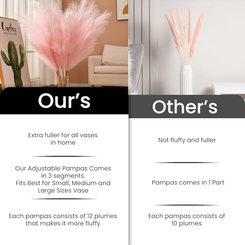 7 Pcs 45" Faux Pampas Grass – Fluffy Artificial Pompous Grass for Tall Floor Vase, Non-Shedding Home Decor, Boho Wedding Flowers, Baby Shower Centerpieces, Bedroom & Living Room Decor (Pink) - color: Pink