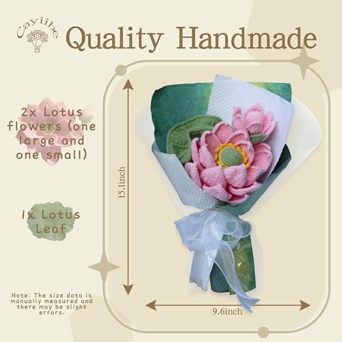 Pink Lotus Summer Crochet Flowers Bouquet Handmade Knitted Artificial Flowers Home Decor - color: Flowers009