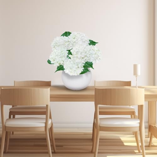 6PCS Premium White Hydrangea Artificial Flowers Bouquets, Ivory Silk Hydrangea Flowers Heads with Stems, Fake Hydrangeas Flowers Arrangement, Faux Hydrangea Decor for Home Wedding Party Baby Shower - color: Ivory White Cream
