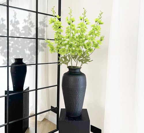 FERIAL Artificial Delphinium Flowers Silk Larkspur Flowers Faux Snapdragon Long Stem Fake Plant Spray Arrangement 4pcs Green for Home Office Garden Wedding Table Vase Decor - color: Green