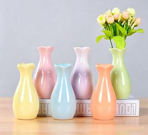 Small Ceramic Bud Vase Flower Single Stem Vase Mini Decorative Floral Holder Home Decorative Floral Centerpiece for Home Decor Centerpiece Wedding Party Table Vase (Orange) - color: Orange