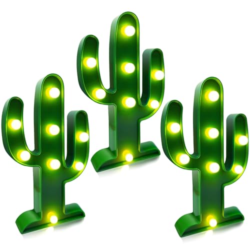 Extra Large - 3 Pack LED Cactus Light Cinco de Mayo Decorations 10 x 5.5 Inch Cactus Decor Mexican Fiesta Party Decorations Cute Night Lamp for Table Kids' Room Bedroom Living Room Gift Party Home - size: 3 Pack-10 x 5.5 Inch
