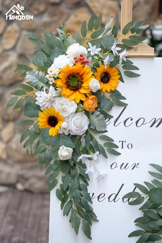Wedding Arch Faux Flowers Set of 2 Greenery Garland for Wedding Decor Ceremony and Reception Backdrop Decoration (Sunflower) - color: Sunflower