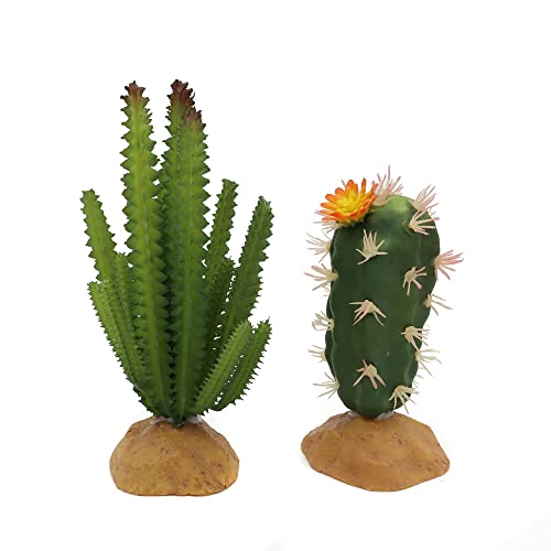 JIHAQUA Reptile Plants Succulent, Artificial Desert Rain Forests Plants for Lizard Bearded Dragon Chameleon Gecko Snake Amphibian Terrarium Decor (Set 2) - color: Set 2