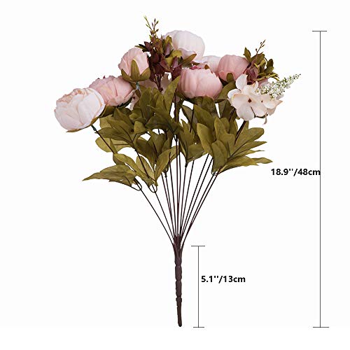 Fule 2 Pack Large Artificial Peony Silk Flower Bouquets Arrangement Wedding Centerpieces (Light Pink) - color: Light Pink X2
