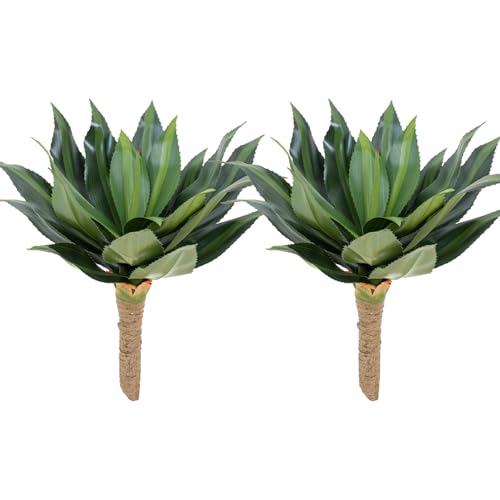27.95 inch Artificial Agave Outdoor Set Spiky Edged Agave Artificial Plants Suitable for Indoor Home Decor Realistic and UV-Resistant Artificial Succulents Planters Not Included 2 Piece Set - color: Agave Spines, size: 27.95in