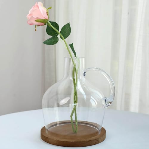 Efavormart 10" Heavy Duty Clear Glass Vases Candle Holder Centerpiece Vessel Jar with Wooden Base - color: Clear, size: 10‘’