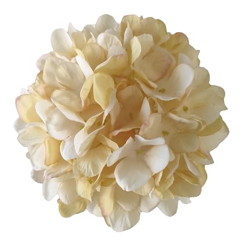 7.1''Champagne Hydrangea Artificial Flowers,10 Pcs Artificial Silk Hydrangea Heads,81 Petals Faux Hydrangea Flowers Heads with Stems for Home Wedding Baby Shower Decor(Champagne) - color: Champagne
