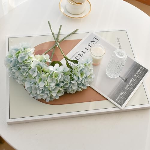 Mandy's 3 Stems Light Blue Artificial Hydrangea Flowers | 13.7 Inch Realistic Silk Bouquet for Centerpieces Easter Wedding & Home Decor - color: Light Blue