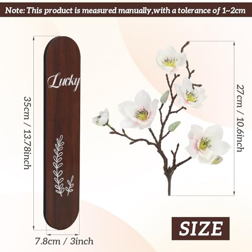 Woration 1Pack Wooden Sign Hanging Wall Decoration with Artificial Magnolia Flower, Decorative Wood Vase Fake Plants Indoor for Home Living Room Bedroom Farmhouse - Brown - color: Artificial Magnolia Flower