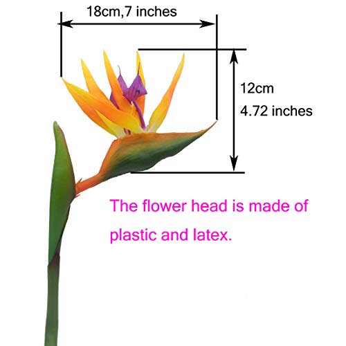 Calcifer 32'' Real Touch Bird of Paradise Artificial Flowers Bouquet for Home Garden Decoration/Wedding Party Decor Orange (Package Quantity: 5 Stems) - color: Package Quantity: 5 Stems