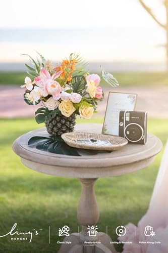 Ling's moment Fake Flowers Box, Faux Artificial Greenery Stems Foam Roses Anthurium Silk Lily Palm Fabic Flower for Centerpieces Bouquet Wedding Vase Floral Decorations, Sorbet Tropical, Mini Combo - color: Sorbet Tropical