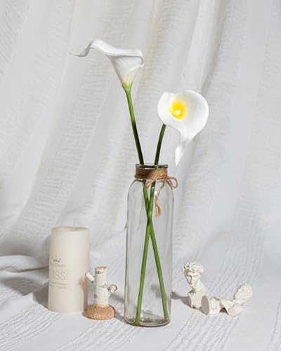 DuHouse 20Pcs Artificial Calla Lily Flower Real Touch Latex Flowers for DIY Wedding Bouquet Party Home Decor (White Yellow) - color: White Yellow, size: 20pcs