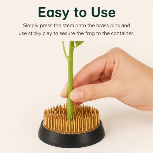Youeon 4 Pcs Round Flower Frogs, 0.9/1/1.3/2.3" Flower Arranger Flower Fixed Tools, Japanese Flower Holder Floral Frogs Pin Frogs for Flower Arrangement, Plant Fixation and Decoration