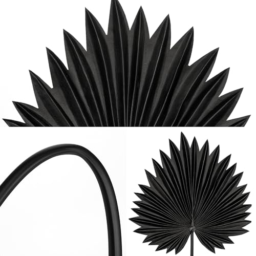 DILATATA 3PCS Large Black PU Foam Artificial Palm Leaves – Faux Tropical Palm Fronds for DIY Wedding Bouquets, Centerpieces, Bridal Shower, Party & Home Decor Arrangements - color: Black-l