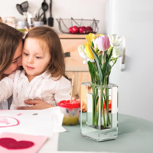NIUBEE Acrylic Vase for Centerpieces, Clear Acrylic Flower Vase Display for Fresh/Artificial Flowers, Kid-Safe Transparent Flower Holder for Living Room/Office/Wedding/Anniversary (7.87 Inch) - size: 7.87 Inch