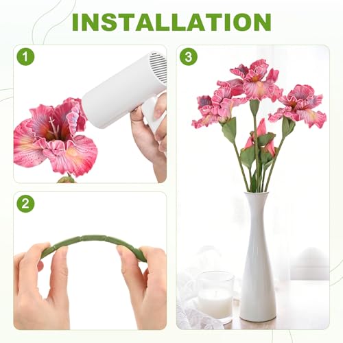 M METERXITY 1-Pack Pink Artificial Iris Flowers with Flower Bud,17.7 Inch Faux Iris PU Bouquets Real Touch Faux Flowers for Home/Wedding/Christmas/Party - color: Pink