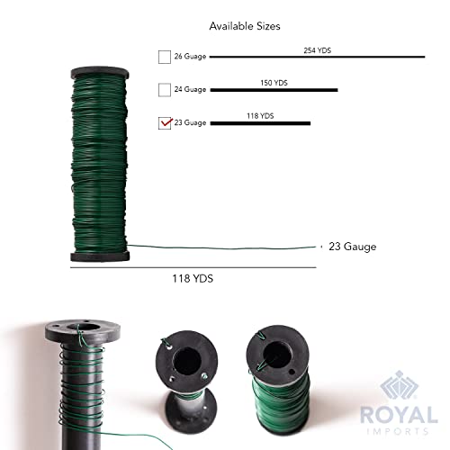 Royal Imports Bulk Green Paddle Wire Spool 120 YD roll, 23 Gauge, Floral Arrangements, Florist Supplies, Jewelry, Gift, Crafts, Wreath Making, Flower Garland, Plant Stem Garden Ties, Bouquet Bind Wrap - size: 23 Guage
