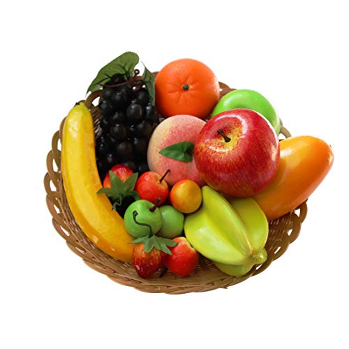 Lorigun 12 Kinds of Artificial Fruits Pack, 12 Different Fruits in One Set, Fake Fruits for Home Decor, Simulation Fruit Set, Party Chirstmas Decortion, Fruit Modle for Photoshoot Total 16 Pcs - color: 16 Pcs Fake Fruit Set-2