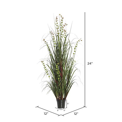 Vickerman Everyday 24" Artificial Green Grass and Eucalyptus with Black Plastic Pot - Faux Grass Plant Decor - Home Or Office Indoor Greenery Accent - Maintenance Free - size: 24"