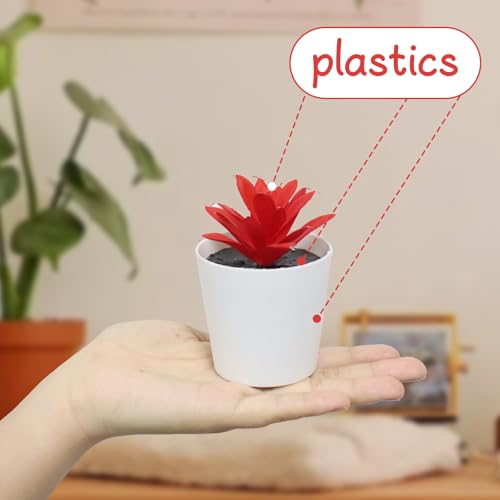 Uguisu Artificial Potted Plant, Simulated Gem Flower, Lotus Flower, Spring Artificial Succulent Plant, Small Artificial Plant, Spring Artificial Fake Plant, Office Home Wall Decoration (4/Red) - color: Red