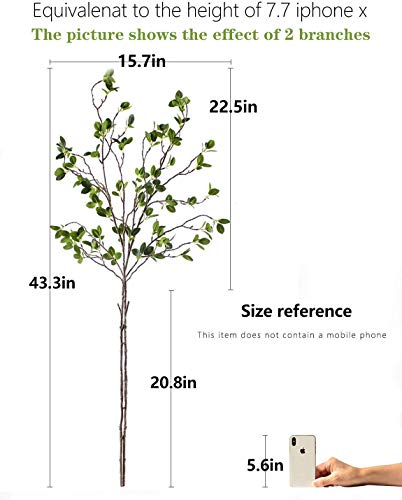 Artificial Plant 43.3 Inch Green Branches Leaf Shop Garden Office Home Decoration (2 pcs)