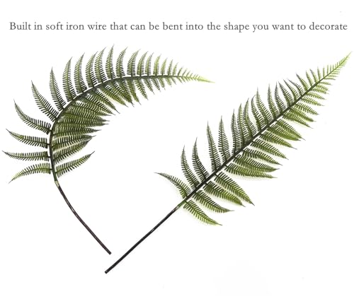 Artificial Fern Leaves Stems, Fake Ferns Leaf Plants Plastic Foliage Shrubs Bushes Plant Faux Greenery Stem for Home Garden Outdoor Indoor Wedding Bouquets DIY Décor Flowers Wreath Decoration 10 Pack - color: Fern Leaves - 10 Pcs