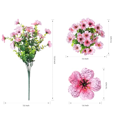 florisso Artificial Flowers for Outdoors Daisy 12 Bundles for Home Decoration, Faux Flower Fake Plants Outside Decoration with Eucalyptus UV Resistant for Planter Porch Patio Yard Garden Pink - color: Pink
