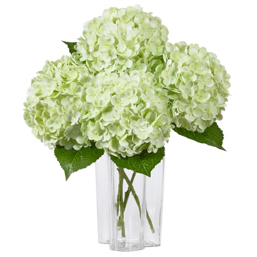DuHouse 3Pcs Large Hydrangea Artificial Flowers,20 inch Latex Real Touch Hydrangeas Lifelike Hydrangea Flower for Home Wedding Bouquets Centerpieces Party Living Room Decoration(Light Green) - color: Light Green, size: 3pcs