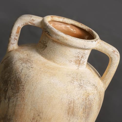 Large Ceramic Flower Vase,11.41 inch Tall Terracotta Farmhouse Rustic Vase with 2 Handles for Home Decor, Living Room Shelf Decor, Enterway, Wedding, Table Decoration - color: 103-11.4in