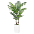 Artificial Plants Indoor - Fake Tree with White Tall Planter - Faux Floor Large Plant in Pot - Evergreen Artificial Silk Trees for Home Office Living Room Decor Indoor (Palm Tree 5FT)
