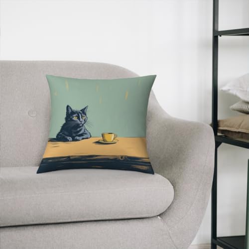 Fokongna Healed Cat Throw Pillow Covers 18 x 18 Home Decor, Art Deco Pillowcase Cushion Cover for Bed Sofa Living Room, Indoor and Outdoor use - color: Healed Cat