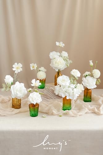 Ling's moment Fake Flowers Box, Artificial Faux Greenery Stems Silk Hydrangea Foam Rose for Wedding Bouquets Centerpieces Table Decorations Floral Picks Arrangements, White & Cream, Deluxe Combo - color: Wht-white & Cream, size: Deluxe