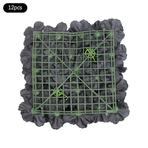 DNYSYSJ Black Flower Wall Panel,12pcs 15" X 15" Black Rose Panel Artificial Hydrangeas Flowers Panel Silk Fabric Wall Mat for Halloween Thanksgiving Photography Home Wedding Party Event Wall Decor - color: Black Roses, 15x15in, size: 12 pieces