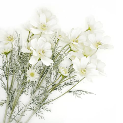 White Artificial Flowers Fake Cosmos Flowers, 2 Pcs Wedding Bouquets Artificial Cosmos Flowers Bulk, 23.6 Inch Realistic Artificial Flower Faux Silk Cosmos for Vase, Dining Table, Floral Arrangement - color: White, size: 2pcs